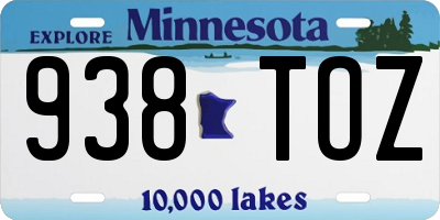 MN license plate 938TOZ