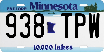 MN license plate 938TPW