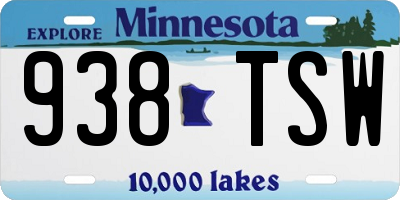 MN license plate 938TSW