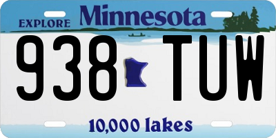 MN license plate 938TUW
