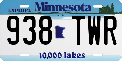 MN license plate 938TWR