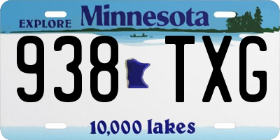 MN license plate 938TXG