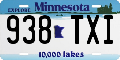 MN license plate 938TXI