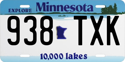 MN license plate 938TXK