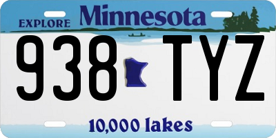 MN license plate 938TYZ