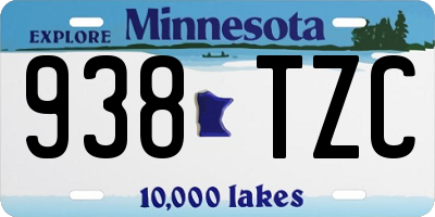 MN license plate 938TZC