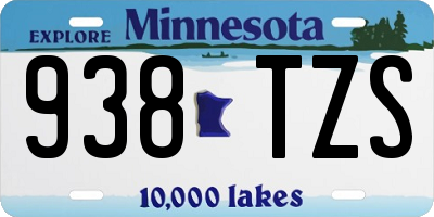 MN license plate 938TZS