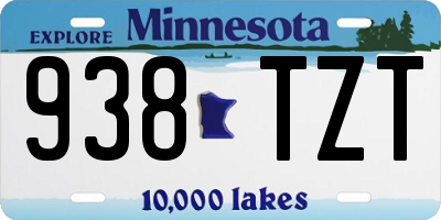 MN license plate 938TZT