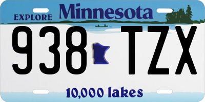 MN license plate 938TZX