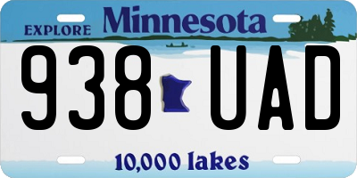MN license plate 938UAD