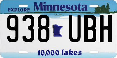 MN license plate 938UBH
