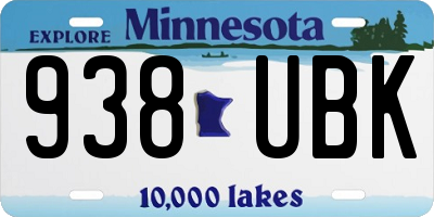 MN license plate 938UBK