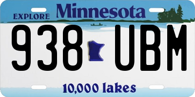 MN license plate 938UBM