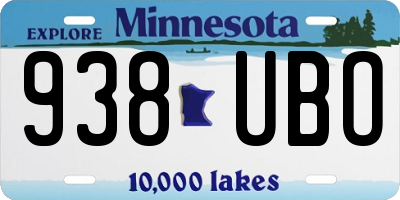 MN license plate 938UBO
