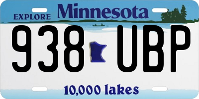 MN license plate 938UBP