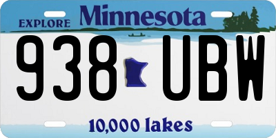 MN license plate 938UBW