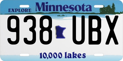 MN license plate 938UBX