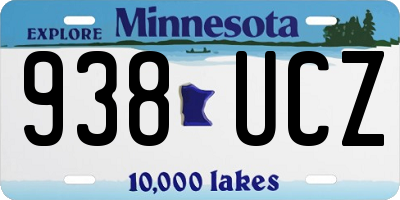 MN license plate 938UCZ