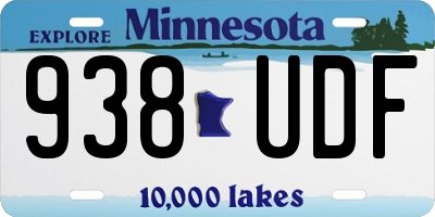 MN license plate 938UDF