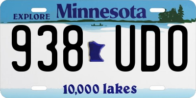 MN license plate 938UDO