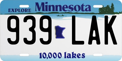 MN license plate 939LAK