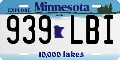 MN license plate 939LBI