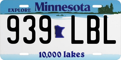 MN license plate 939LBL