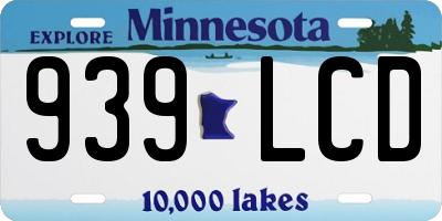 MN license plate 939LCD
