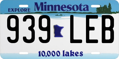 MN license plate 939LEB