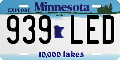 MN license plate 939LED