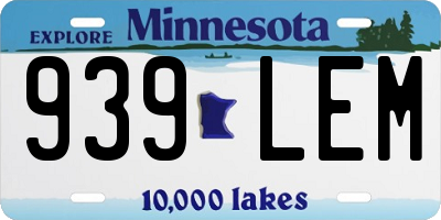 MN license plate 939LEM