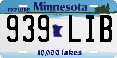 MN license plate 939LIB