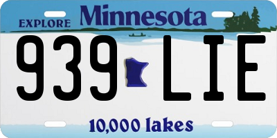 MN license plate 939LIE
