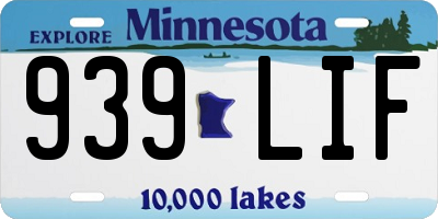 MN license plate 939LIF