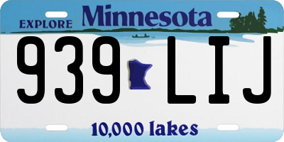 MN license plate 939LIJ