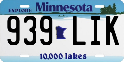 MN license plate 939LIK