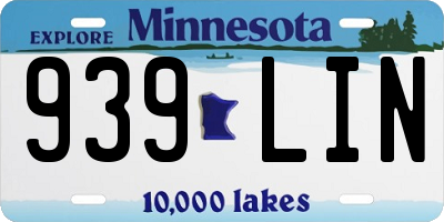 MN license plate 939LIN
