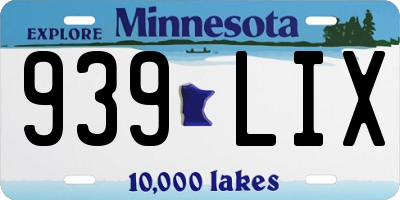 MN license plate 939LIX