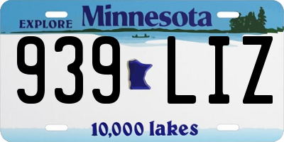 MN license plate 939LIZ