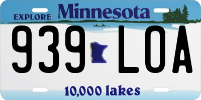 MN license plate 939LOA