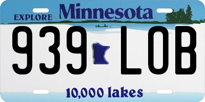 MN license plate 939LOB