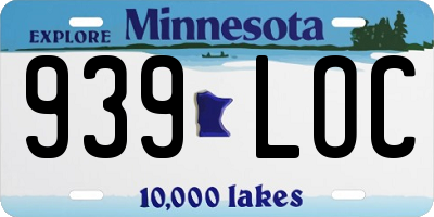 MN license plate 939LOC
