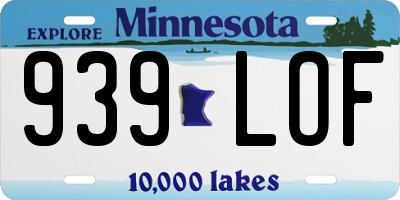 MN license plate 939LOF