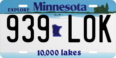 MN license plate 939LOK