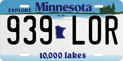MN license plate 939LOR