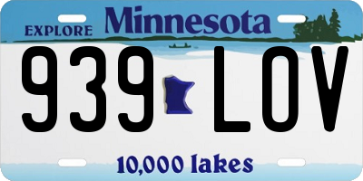 MN license plate 939LOV