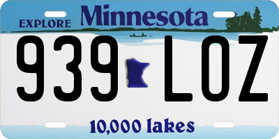 MN license plate 939LOZ