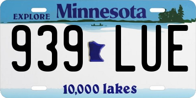 MN license plate 939LUE