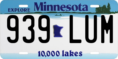 MN license plate 939LUM