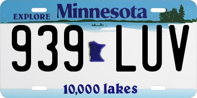 MN license plate 939LUV